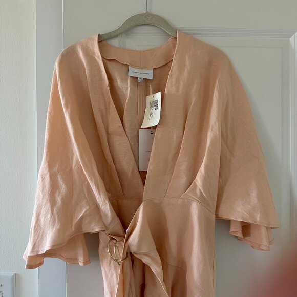 NWT SIgnificant Other Linen Mini Olivia Wrap Dress in Peach Size US 4 - Picture 7 of 12
